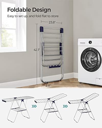 SONGMICS Clothes Drying Rack, Foldable Space-Saving Steel Laundry Rack - Image 4