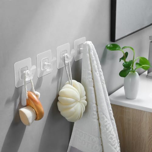 DELITON 10 Pack Adhesive Towel Hooks, Coat Hooks Stick on Wall Hanging Robes by DELITON