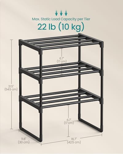 SONGMICS Shoe Rack, 3-Tier Shoe Organizer, Metal Storage Shelf - Image 3