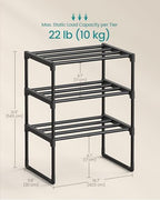 SONGMICS Shoe Rack, 3-Tier Shoe Organizer, Metal Storage Shelf - Image 3