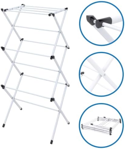 Honey-Can-Do 3-Tier Compact Clothes Drying Rack, 16 ft, No Assembly - Image 6