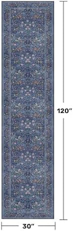 Dark Blue 2'6" x 10' Long Runner Rugs - Image 2