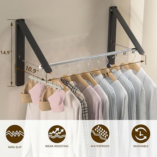 Clothes Drying Rack, Laundry Room Wall Mounted Retractable Clothes Hanger - Image 2