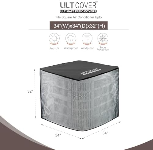 ULTCOVER 2 in 1 Air Conditioner Defender Cover 34W x 34D x 32H in - Image 2