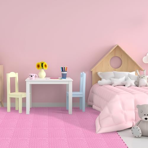 Shihanee 16 Foam Floor Interlocking Tiles, 11.8 x 11.8 Inch, Light Pink - Image 5