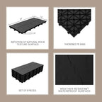 JJWOOD Stone-Look Interlocking Deck Tiles, Matte Rock Texture Outdoor Floor - Image 2