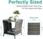 VINGLI Outdoor Wicker Side Table Patio Side Tables - Image 3