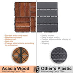 20 PCS Interlocking Deck Tiles, Solid Wood Patio Flooring Outdoor Waterproof - Image 3