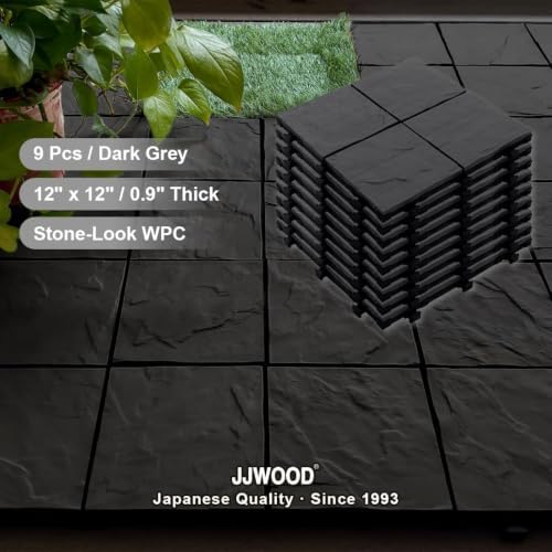 JJWOOD Stone-Look Interlocking Deck Tiles, Matte Rock Texture Outdoor Floor - Image 3