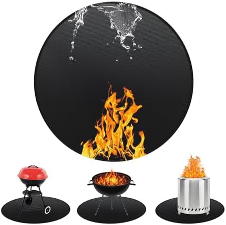 48" Round Fireproof Grill Mat for Deck & Patio, Double-Sided Silicone Coated by Unknown