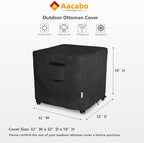 Patio Ottoman Cover, 32W x 32D x 18H inch, Waterproof Square Patio Small Side - Image 2