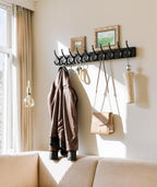Optish 1 Pack Wooden Black Coat Rack Wall Mount, 16.1" Rustic Coat Hanger Hooks - Image 6