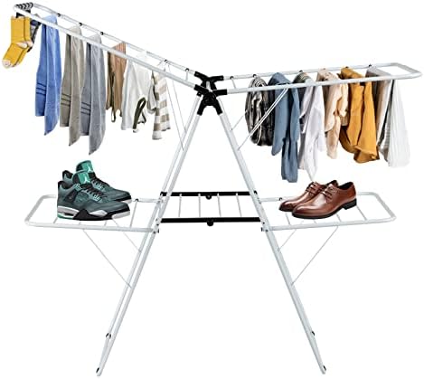 COSTWAY Clothes Drying Rack, Foldable 2 Tier Clothing Laundry Rack by COSTWAY