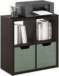 Furinno CUBICLE 4-Cube Book Shelf, Extra Thick Frame Bookshelf, Dark Oak by Furinno-FitsYourSpaceFitsYourBudget