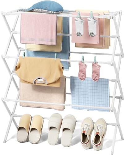 KINGBOARD 3-Tier Extendable Clothes Drying Rack, Small & Foldable by KINGBOARD