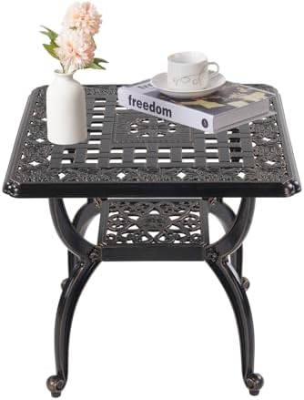 Cast Aluminum Outdoor Side Table, Small Patio Table, Outdoor Coffee Tables by Unknown