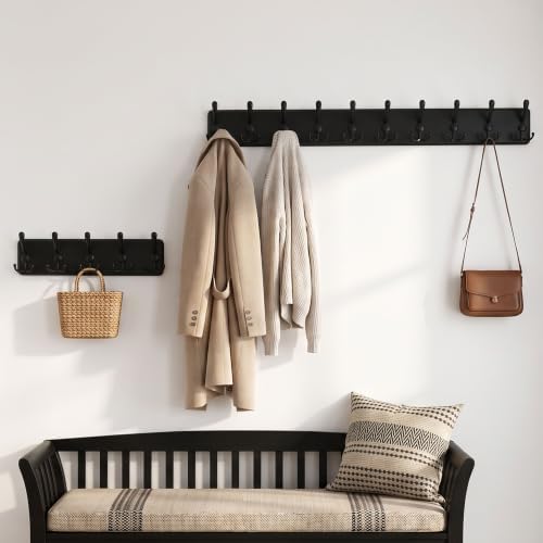 WEBI Rustic Coat Rack Wall Mount, Wood Coat Hooks Wall Mounted Coat Hanger - Image 5