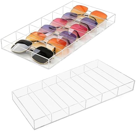 2 Pack Acrylic Sunglasses Organizer, 6 Slot Clear by Unknown