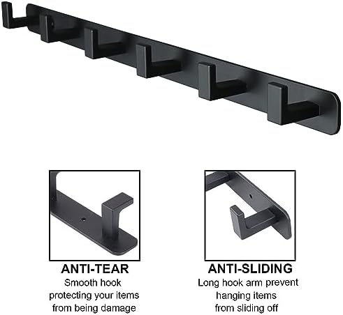 Coat Rack, Heavy Duty Stainless Steel 6 Tri Coat Hook Hanger, Wall Mounted - Image 3