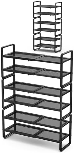 Expandable Metal Shoe Rack for Closet, Entryway & Garage by SNTD