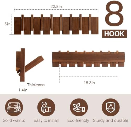 QUELLANCE Wood Coat Rack Wall Mount, Coat Hooks Hanger Wall Mounted, Heavy Duty - Image 2