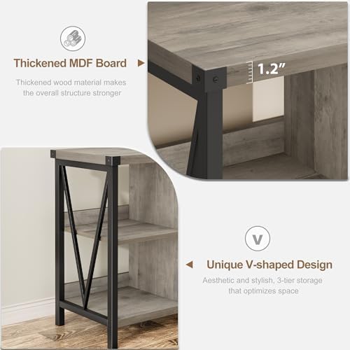 62 in Industrial 3-Tier Metal Horizontal Bookshelf - Image 3