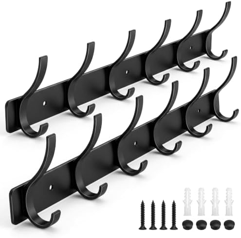Coat Rack Wall Mounted, 6 Coat Hooks by ZGELIN