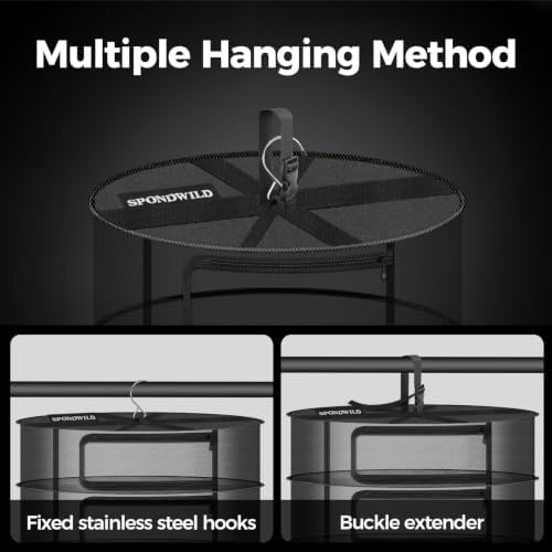 24" Diameter 8 Layer Herb Drying Rack Foldable C-Shaped Zipper - Image 6