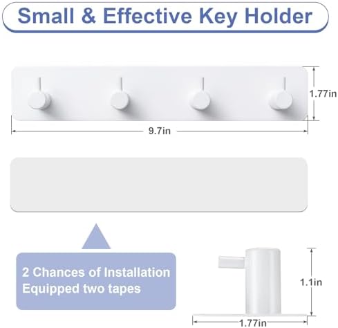 Key Holder with 4 Hooks, Adhesive Key Hanger Organizer - Image 2