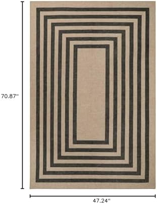 Lahome Modern Geometric Easy Jute Entryway Rug, 4x6 Black Washable Rug - Image 2