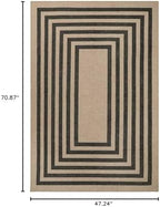 Lahome Modern Geometric Easy Jute Entryway Rug, 4x6 Black Washable Rug - Image 2