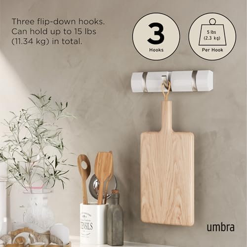 Umbra Flip Coat Rack, Wall Mount Retractable Hooks - Image 4