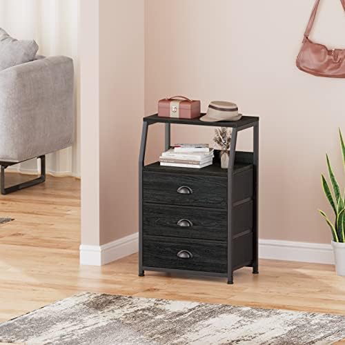 Furnulem Black Night Stand, Small Bedside Table for - Image 5