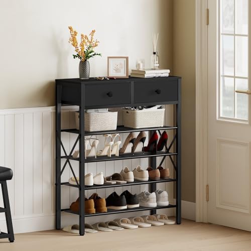 YATINEY 5 Tier Shoe Rack, Large Capacity Shoe Storage Organizer, Metal Shoe - Image 2
