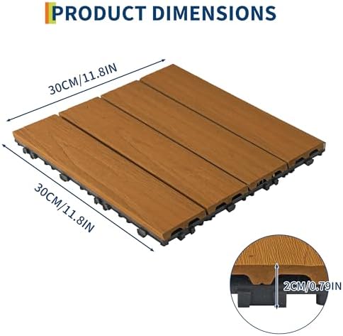 9Pack 12" x 12" Interlocking Composite Deck Tiles, Waterproof Composite Wood - Image 6
