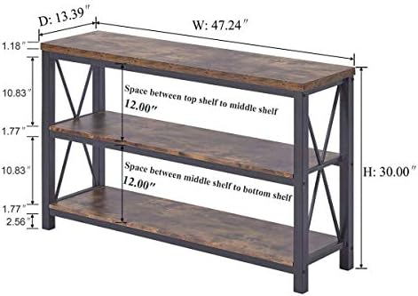 BON AUGURE Sofa Console Table, 3-Tier Wood Entryway Table - Image 2