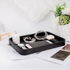 Faux Leather Valet Nightstand Bedside Entry Table Catchall Tray - Image 5