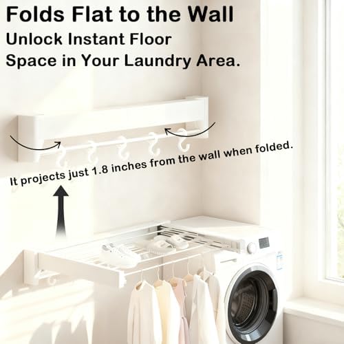 Wall Mounted Clothes Drying Rack 27 inches, Foldbale Laundry Drying Rack 6 Rods - Image 5