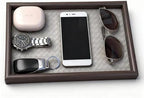 Wooden Valet Tray with Leather Base by Zosenley