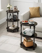 Round Small End Table with Classic Turned Legs, 3 Tier Oval Accent Table - Image 4