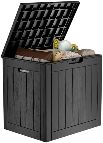 33 Gallon Outdoor Deck Box, Lockable Waterproof Outdoor Storage Boxes by MAIUSCOLI