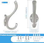 4 Pack Coat Hooks Wall Mount Heavy Duty Utility Retro Double Hooks - Image 3