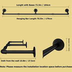 Wall Mounted Clothes Rack, 72.5in Industrial Pipe Clothing Rack - Image 3