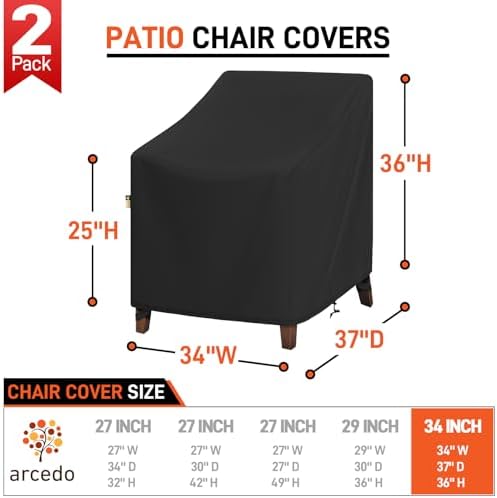 Arcedo 2 Pack Patio Swivel Chair Covers Waterproof - Image 2