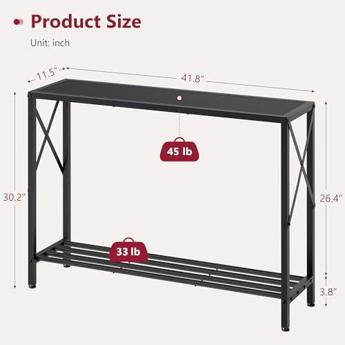 Tajsoon Console Table 41.8", 2 Tier Narrow Entryway Table - Image 3