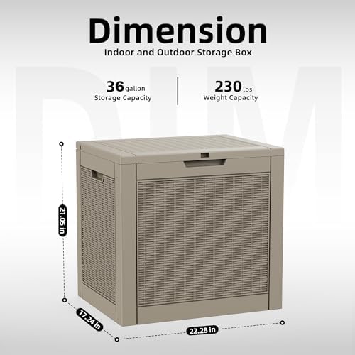 DRATO 36 Gallon Outdoor Storage Box Waterproof, Lockable Resin Deck Box - Image 3