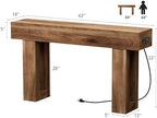 63 Inch Long Console Table w/Outlets & USB Ports, Narrow Rectangular Sofa Table - Image 2