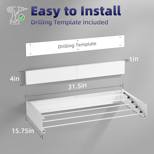 ZMBESUP Wall Mounted Drying Rack, 31.5-Inch Foldable Laundry Rack - Image 2