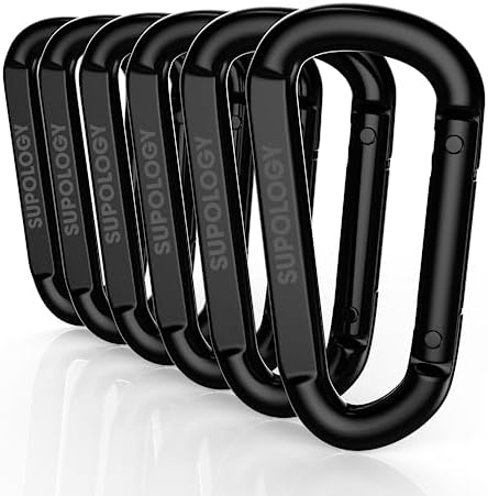 Heavy Duty Carabiner Clip, Steel Carabiners 1100lbs 3" D Shaped Spring Hook by SUPOLOGY