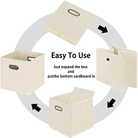 Black Foldable Storage Cubes Bins, Fabric Storage Box Cubes Organizer Baskets - Image 6